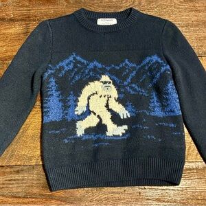 Old Navy Navy Blue Sweater with Sasquatch Design